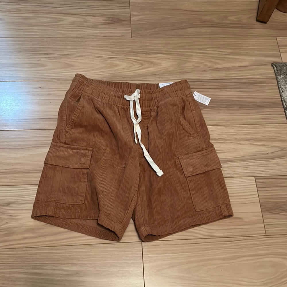 Tan corduroy cargo shorts